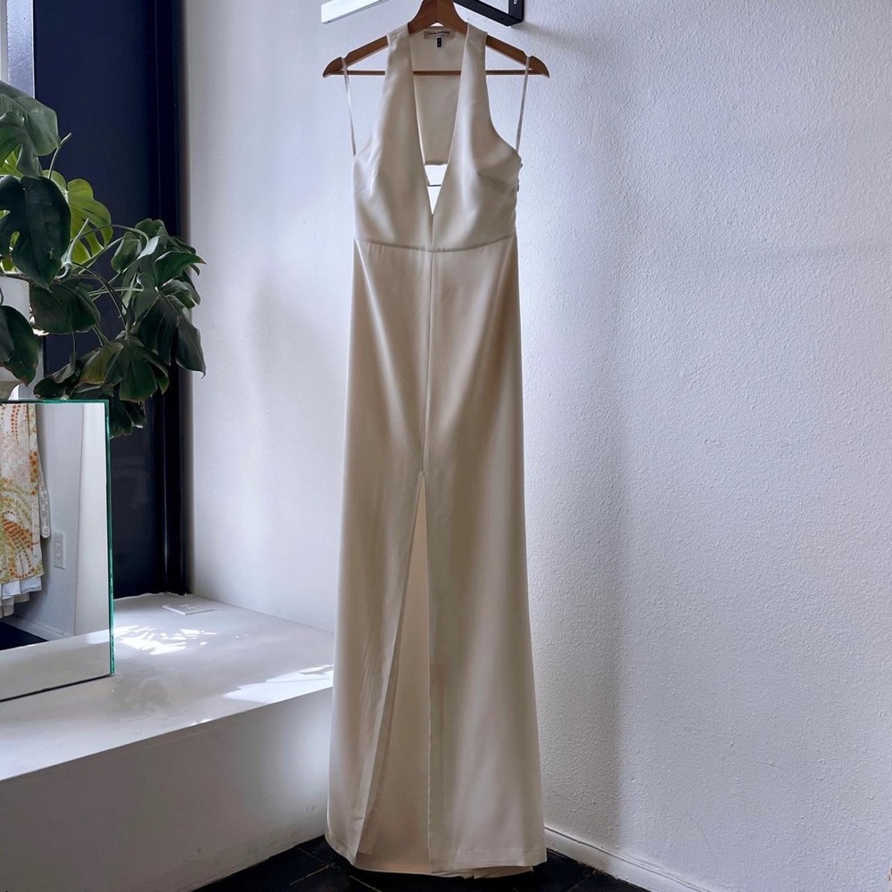 Halston Heritage Trapeze Gown Dress, Ivory Size 4
